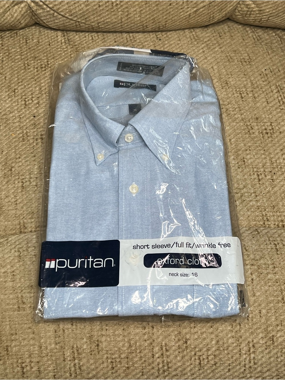 Puritan Light Blue Short Sleeve Button-Down Oxford Shirt